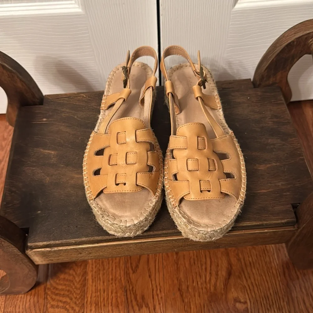 Soludos Tan Leather Woven Espadrille Sandals - Picture 3 of 8